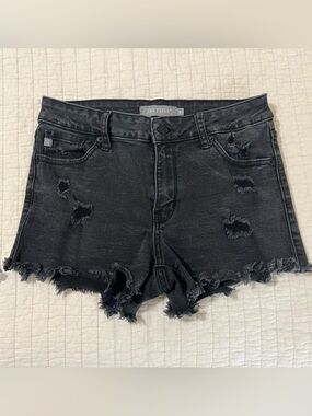 Just USA Black Distressed Frayed Denim Shorts